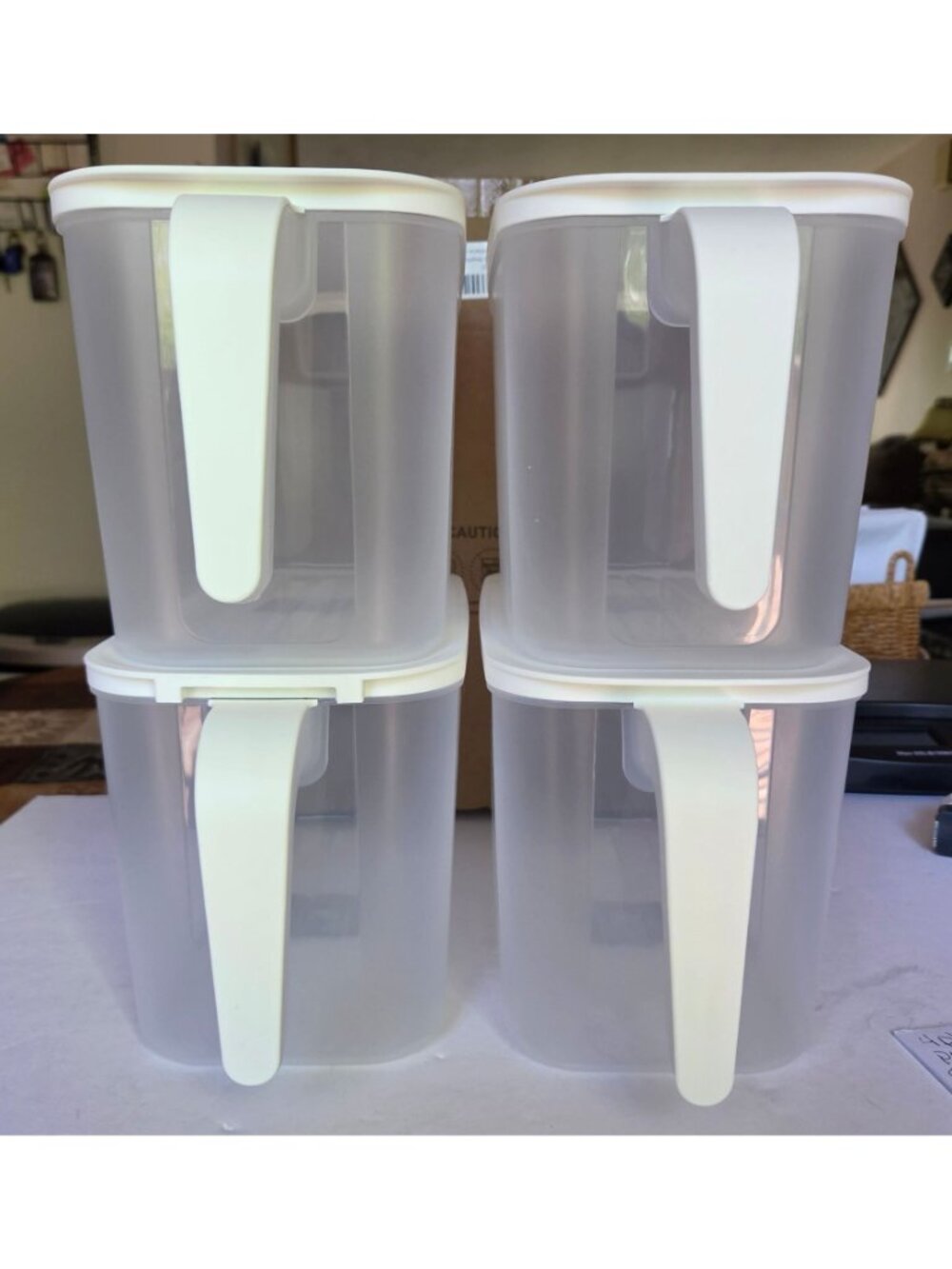 4-Pack 4.5L Plastic Storage Containers Lids Stackable Refrigerator Organizer - Picture 7 of 9